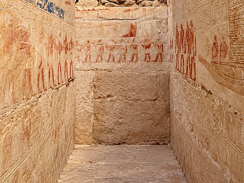 Ancient tomb of judge Yunmen, dating back 4,300 years to Pharaoh Djedkare Isesi, discovered at Saqqara with colourful reliefs and dual funerary chapels.