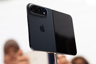 Apple's iPhone Duo, the company's first foldable smartphone, are displayed at Apple's "Surprise and Shine" event at the company's corporate headquarters, Apple Park, on September 9, 2026 in Cupertino, California.