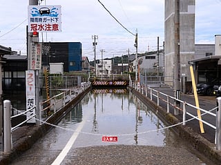 An underpass is seen flooded after heavy rains in Fukui, central Japan on August 30, 2026.