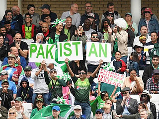 Pakistan fans are seen in the crowd during the 2019 Cricket World Cup group stage match between West Indies and Pakistan at Trent Bridge in Nottingham, central England, on May 31, 2019. 