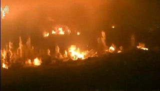 This screen grab taken from a handout video released by the Israeli army on September 10, 2026, shows explosions that Israel says destroyed key underground infrastructure built by the Iran-backed Hezbollah group on the strategic Ali al-Taher ridge in southern Lebanon.