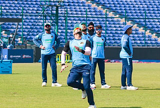 United Arab Emirates players during a practice session