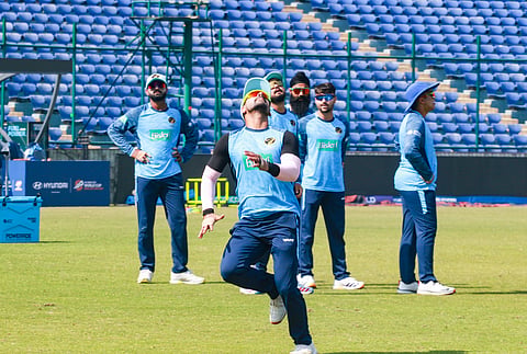 United Arab Emirates players during a practice session