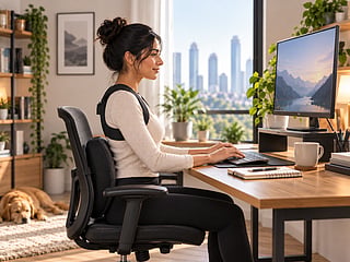 Posture correctors can act as a useful reminder to sit more upright, but lasting improvements also depend on good ergonomics, movement and stronger postural muscles.
