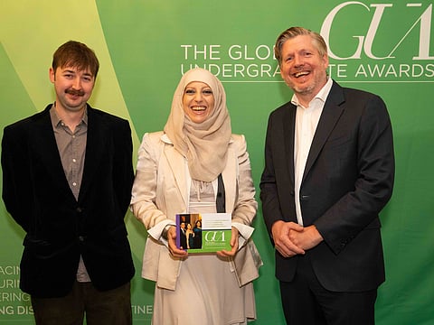 Pictured at the announcement of the Global Winners of the 2026 Global Undergraduate awards were: Jim Barry (right), Chair of the Global Undergraduate Awards; with awards judges Dr. Alastair Daly, Assistant Professor, Trinity College Dublin; and Dr. Fardus Sultan, Technological University Dublin. 