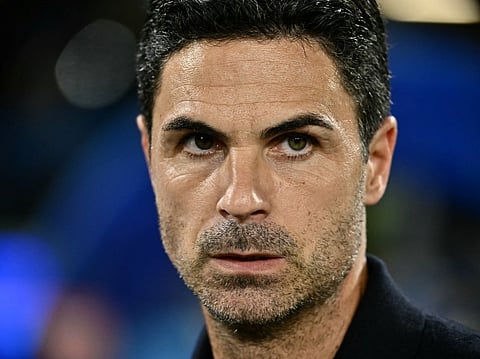 Arsenal's Spanish coach Mikel Arteta looks on during the UEFA Champions League - League Phase, Matchday 1 - football match between Napoli and Arsenal at the Stadio Diego Armando Maradona in Naples on September 9, 2026.