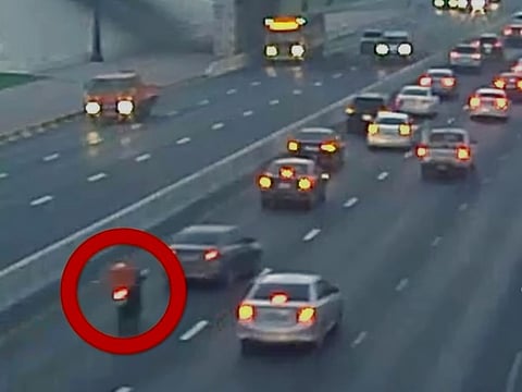 Sharjah Police camera footage shows dangers of tailgating on busy roads.