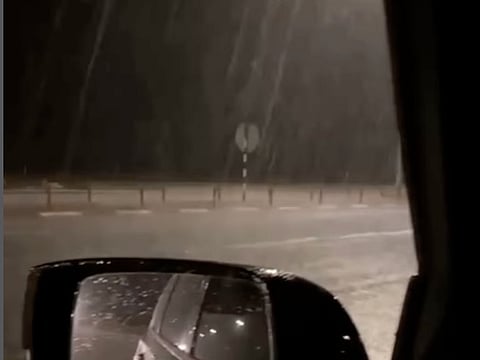 Rain fell along Al Quaa road south of Al Ain on Saturday, as parts of the UAE experienced changing weather conditions. 