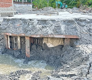 The front of Paribartan Nepal's house, dug out from the silt that buried it during the August 26 flash floods in Nepal