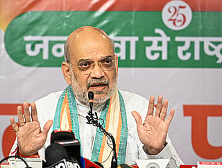 Mumbai, Sep 13 (ANI): Union Home Minister Amit Shah addresses a press conference, in Mumbai on Sunday. (ANI Photo) (Photo: Deepak Salvi)