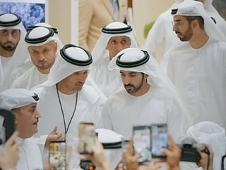 Sheikh Hamdan reviewed a number of participating stands and exhibits and was briefed on developments and trends shaping the international travel and tourism industry.