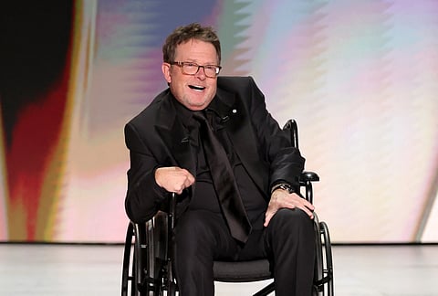 Michael J. Fox accepts the Bob Hope Humanitarian Award onstage during the 78th Primetime Emmy Awards at Peacock Theater on September 14, 2026 in Los Angeles, California.