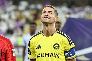 Nassr's Portuguese forward #07 Cristiano Ronaldo reacts prior to the start of the AFC Champions League Elite (ACL) football match between Al-Ain and Al-Nassr at the Azza Bin Zayed stadium in Al-Ain on September 15, 2026.