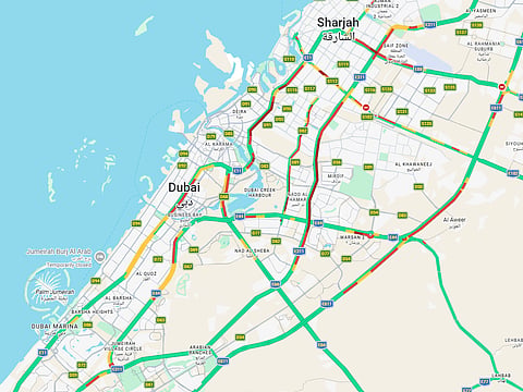 Dubai-Sharjah traffic today: Heavy congestion hits E11 and E311