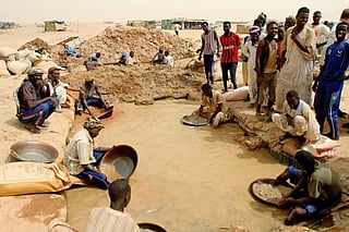 Sudanese pan for gold. With much of the country out of work, many young Sudanese have joined a dangerous gold rush, mostly in unregulated mines such as Al Zaraa in West Kordofan.
