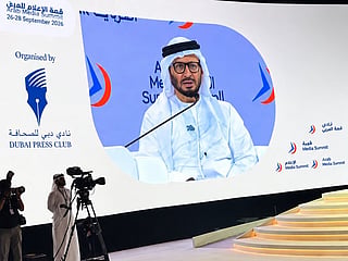 Dr Anwar Gargash, Diplomatic Adviser to the UAE President, speaking at a session titled “Media Reinvented: Navigating an Era of Transformation”, on the final day of the Arab Media Summit in Dubai.