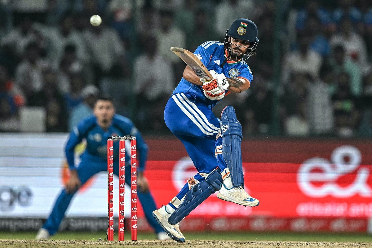 India's Ishan Kishan plays a shot during the third T20 international cricket match between India and Afghanistan at the Arun Jaitley Stadium in New Delhi on September 17, 2026.