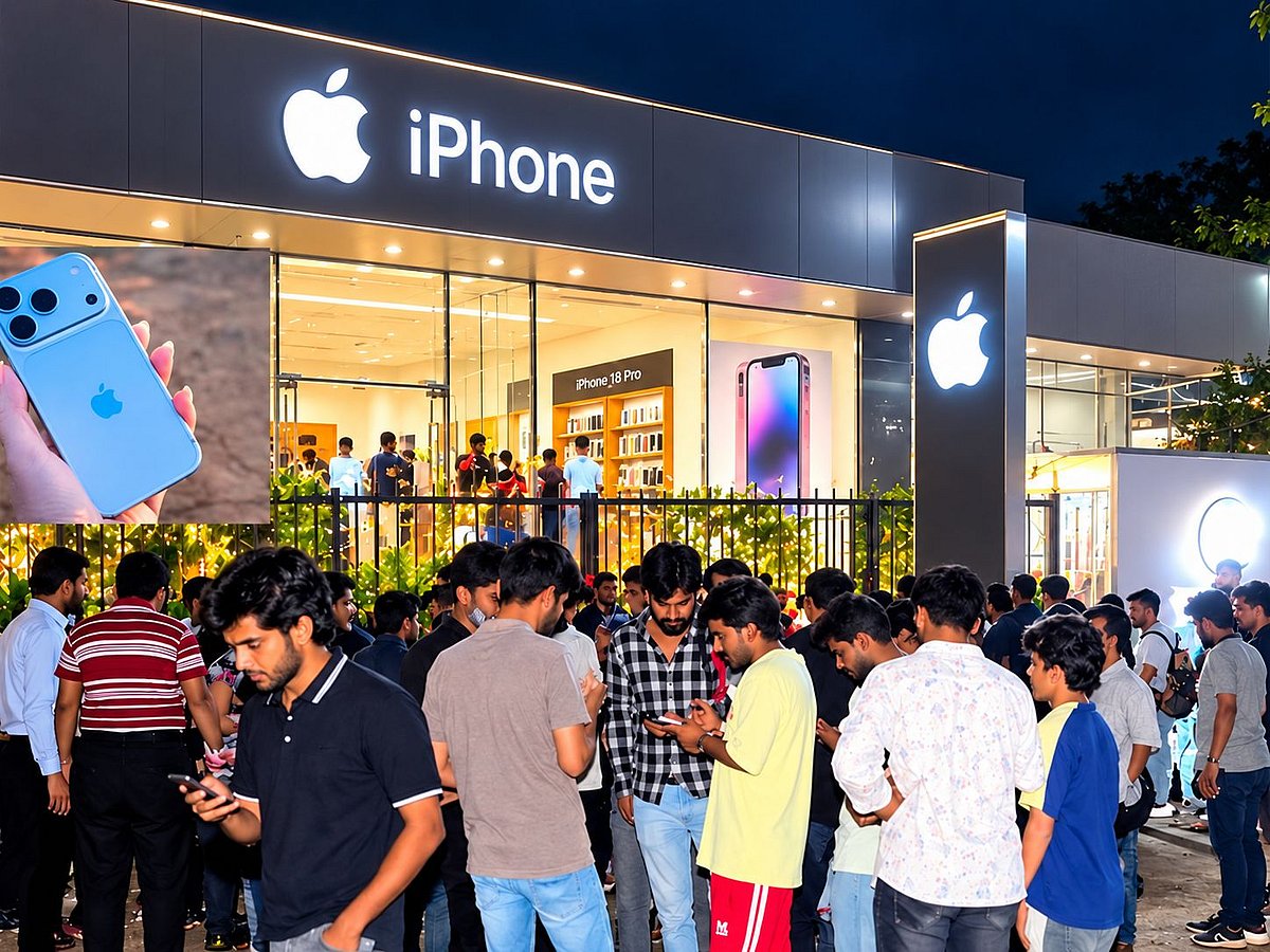 Customers queue outside Apple Store in India for iPhone 18 Pro launch