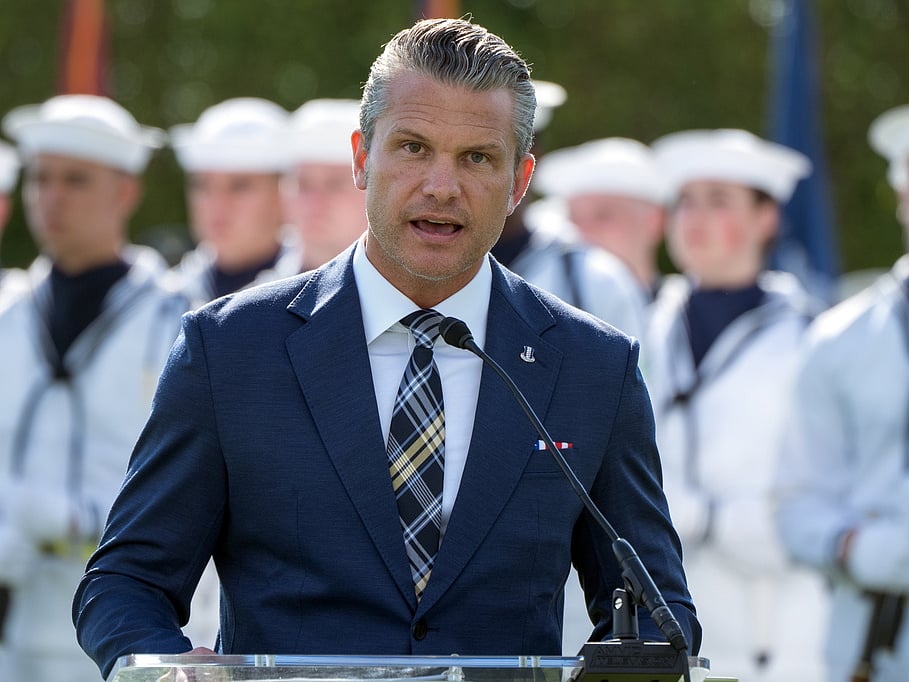 Defence Secretary Pete Hegseth speaks during the POW/MIA National Recognition Day Ceremony at the Pentagon, Friday, Sept. 18, 2026, in Washington.