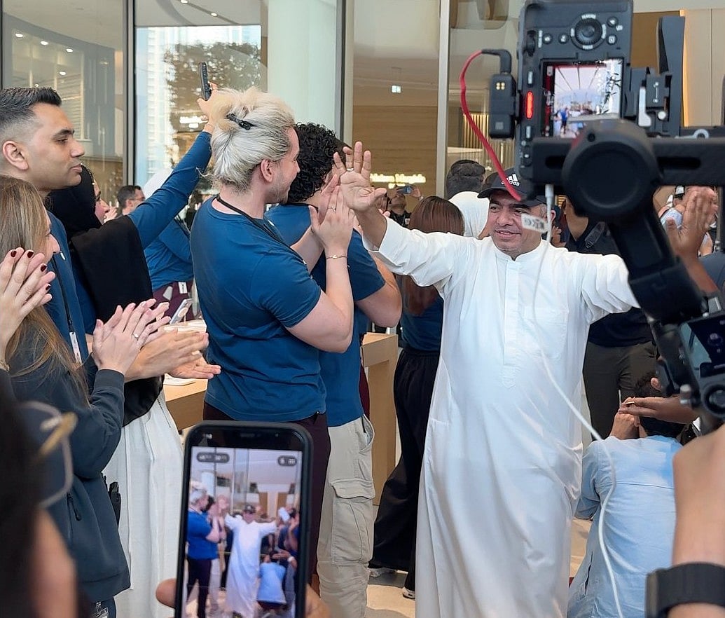Customers queue outside Apple Store Dubai Mall for iPhone 18 Pro launch