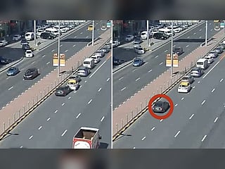 Video: Sharjah Police warn drivers after car hits queue