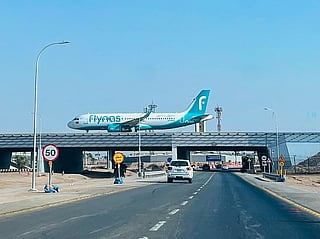 A Flynas plane lands at King Khalid International Airport in Riyadh. Flynas is operating scheduled flights on Dammam-Lucknow sector.