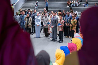 Sheikh Sultan bin Ahmed bin Sultan Al Qasimi during the announcement of establishing the “Jawaher Al Qasimi Humanitarian Innovation Centre” at Universitas Gadjah Mada in the Yogyakarta region of the Republic of Indonesia.