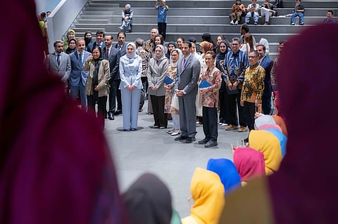 Sheikh Sultan bin Ahmed bin Sultan Al Qasimi during the announcement of establishing the “Jawaher Al Qasimi Humanitarian Innovation Centre” at Universitas Gadjah Mada in the Yogyakarta region of the Republic of Indonesia.