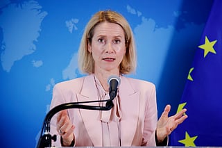 European Commission Vice President Kaja Kallas speaks during a news conference ahead of the United Nations General Assembly in New York, on September 21, 2026.