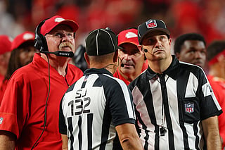 Head coach Andy Reid of the Kansas City Chiefs watches a replay in overtime against the Indianapolis Colts at Arrowhead Stadium on September 20, 2026 in Kansas City, Missouri.