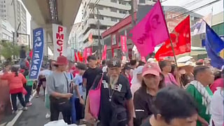 Protesters join a march before mid-day on the streets of Manila on Monday (Sept. 21, 2026), to mark the 54th anniversary of Martial Law. On Sept. 21, 1972, deposed ex-President Ferdinand Marcos Sr. signed Proclamation No. 1081. The regime eventually involved widespread arrests, detention, torture, censorship, restrictions on civil liberties, confiscation of property and businesses by Marcos cronies, and siphoning of Filipino taxpayers' money, some of which were later returned by Swiss banks. Marcos Sr. was deposed during the 1986 "People Power" Revolution and died while in exile in Hawaii in 1989.
