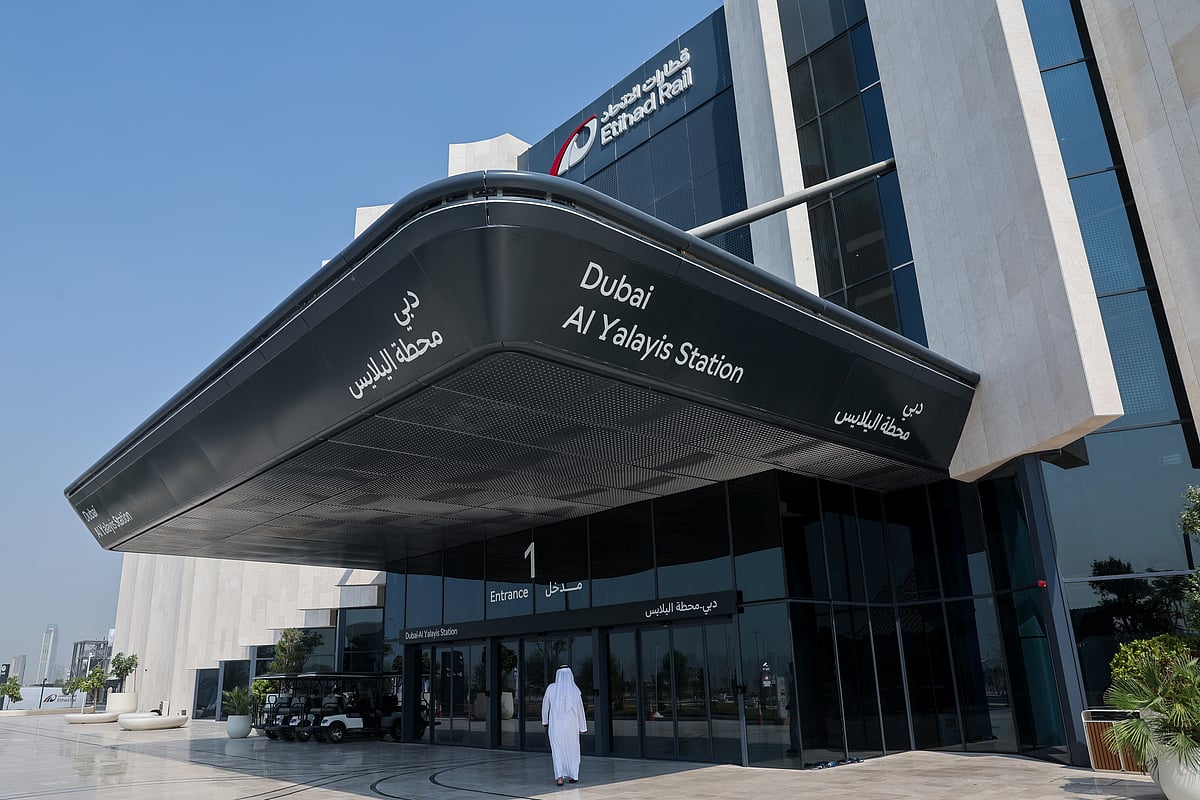 Final touches are underway at Etihad Rail’s Al Yalayis station in Dubai, bringing the landmark project closer to completion. Photo: Virendra Saklani/Gulf News