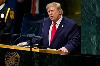 President Donald Trump speaks during the 81st session of the United Nations (U.N.) General Assembly at U.N. Headquarters on September 22, 2026 in New York City.