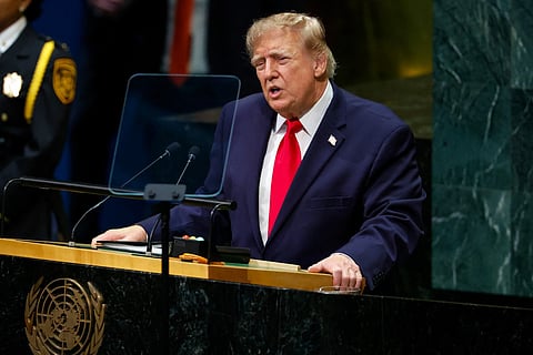 President Donald Trump speaks during the 81st session of the United Nations (U.N.) General Assembly at U.N. Headquarters on September 22, 2026 in New York City.