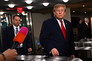 President Donald Trump speaks to media as he arrives during the 81st session of the United Nations (U.N.) General Assembly at U.N. Headquarters on September 22, 2026 in New York City.