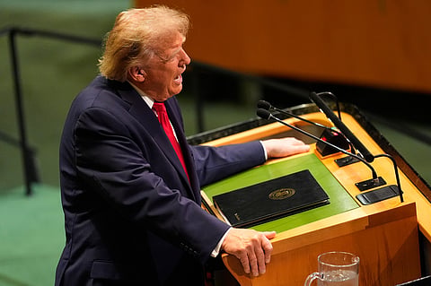 United States President Donald Trump speaks during the 81st session of the United Nations General Assembly at United Nations headquarters, Tuesday, Sept. 22, 2026. (AP Photo/Yuki Iwamura)