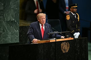 US President Donald Trump addresses the 81st United Nations General Assembly at United Nations headquarters in New York on September 22, 2026.