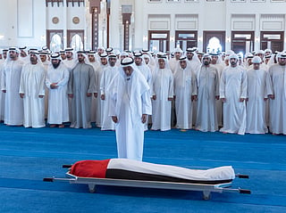 Funeral prayers were performed for the late Sheikh Ahmed bin Rashid Al Maktoum at Zabeel Grand Mosque in Dubai.