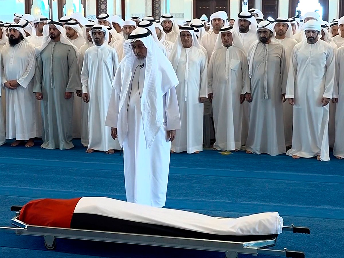 Funeral prayers were performed for the late Sheikh Ahmed bin Rashid Al Maktoum at Zabeel Grand Mosque in Dubai.