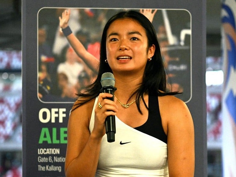Philippines' Alexandra Eala attends a meet-and-greet session with fans ahead of the WTA Singapore Tennis Open in Singapore on September 23, 2026.