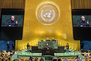 Iranian President Masoud Pezeshkian speaks during the 81st session of the United Nations (U.N.) General Assembly at U.N. Headquarters on September 23, 2026 in New York City.