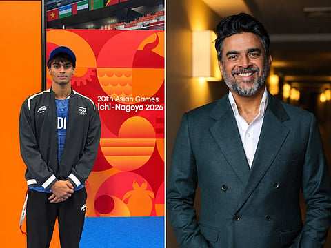 R Madhavan and son Vedaant Collage