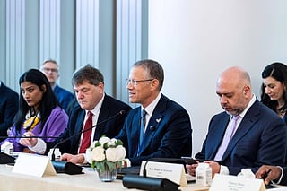  Badr Jafar(2nd from right) during the Permanent Mission of the UAE to the United Nations in New York on Monday for a private roundtable