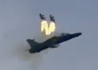 The moment an RAF training jet crashes shortly after take-off at RAF Valley