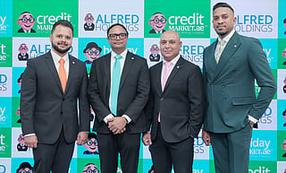 From left to right: Avinash Babur, Founder & Chairman Alfred Holdings, Rajesh Khare, GM-Holidaymarket.ae, Ameet Lakhiani, Group MD, Alfred Holdings and Shadab Ahamed, GM-Creditmarket.ae
