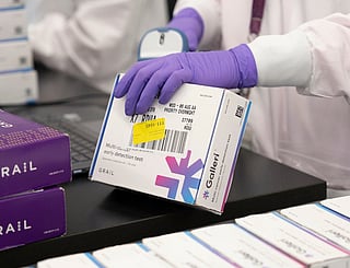 This undated photo provided by Grail Inc. on Tuesday, Sept. 22, 2026, shows an employee scanning a Galleri cancer screening test.