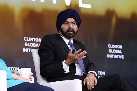 Ajay Banga speaks onstage during the Clinton Global Initiative 2026 Annual Meeting at New York Hilton Midtown. File photo taken on September 23, 2026 in New York City.