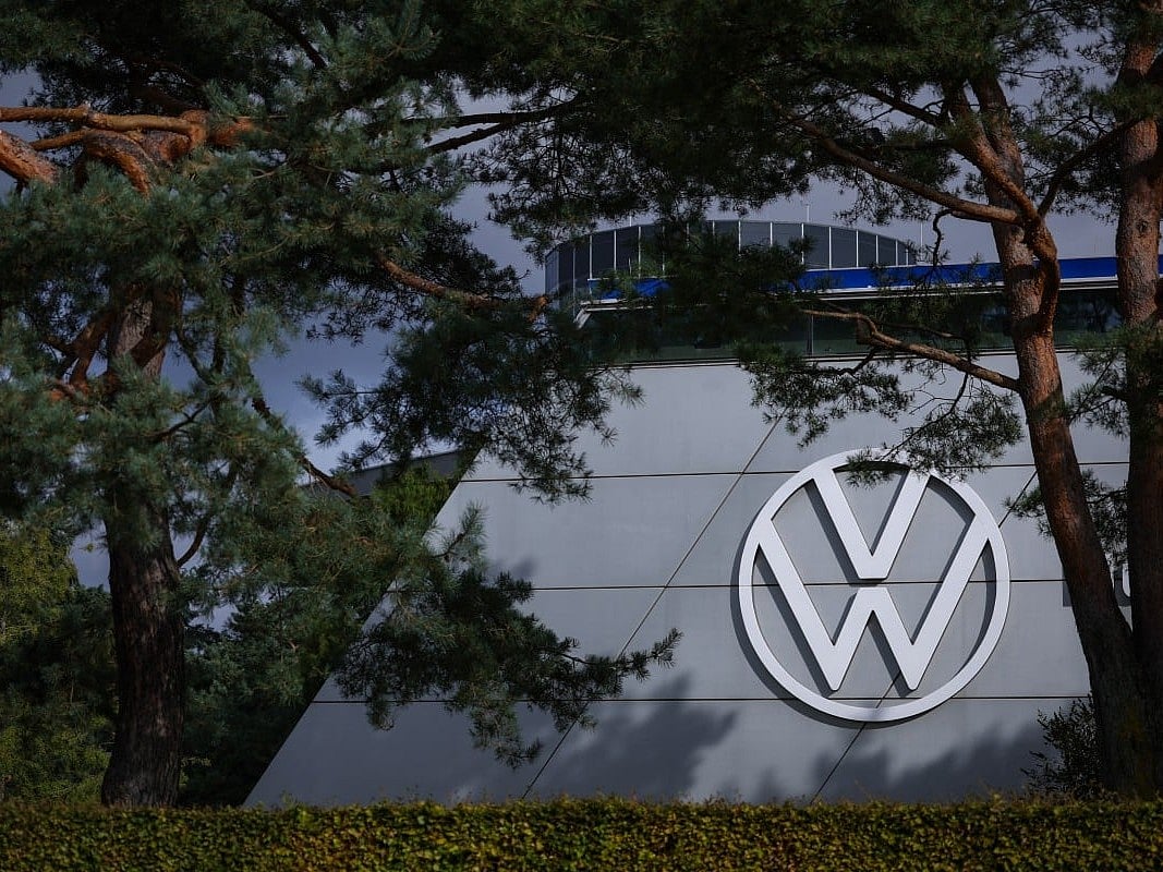 A VW logo is seen on the Customer Service Center at the headquarters of German carmaker Volkswagen (VW) in Wolfsburg, Germany.
