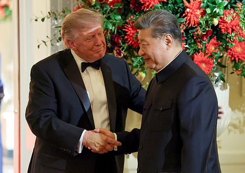 President Donald Trump welcomes Chinese President Xi Jinping to speak during a state dinner in the East Room of the White House on September 24, 2026 in Washington, DC. Trump is hosting Xi for a three-day state visit to Washington, DC, where the leaders were expected to discuss trade practices, artificial intelligence and the furthering of "strategic stability" between the two countries.