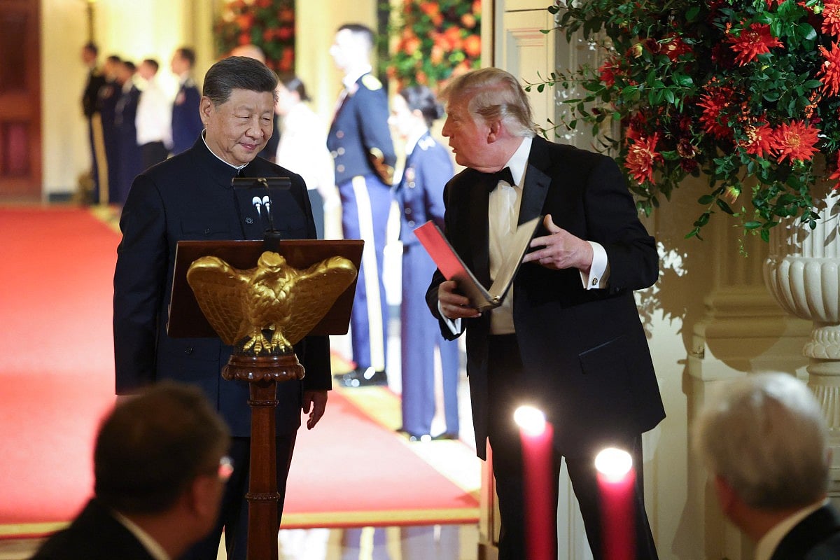 President Donald Trump welcomes Chinese President Xi Jinping to speak during a state dinner in the East Room of the White House on September 24, 2026 in Washington, DC. Trump is hosting Xi for a three-day state visit to Washington, DC, where the leaders were expected to discuss trade practices, artificial intelligence and the furthering of "strategic stability" between the two countries.